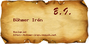 Böhmer Irén névjegykártya